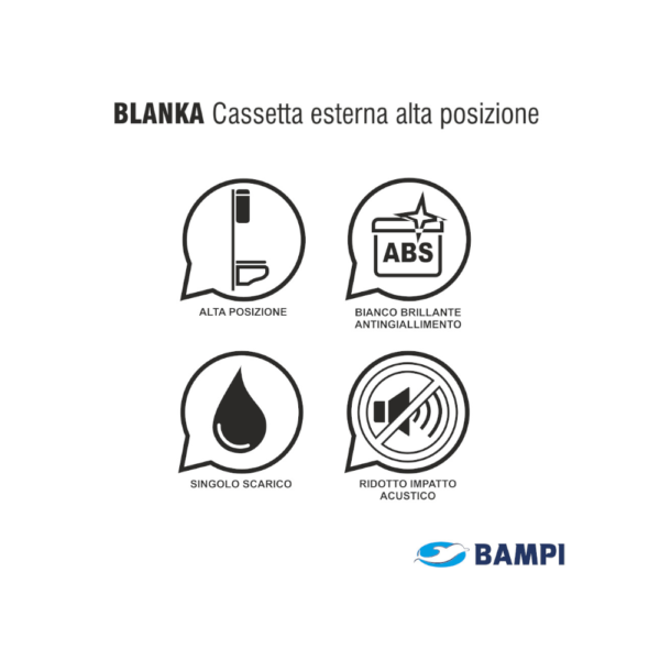 Cassetta WC alta posizione BAMPI Blanka Bianca