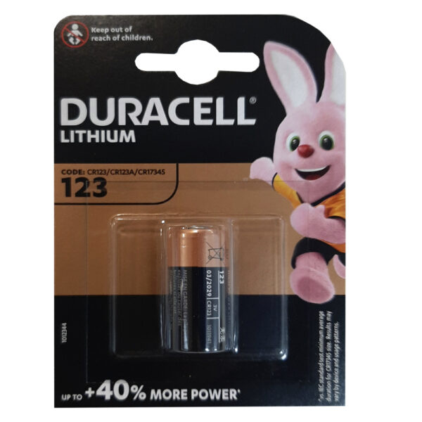 Batteria Litio Alta Potenza Duracell CR123 3V per Shelly H&T e Flood