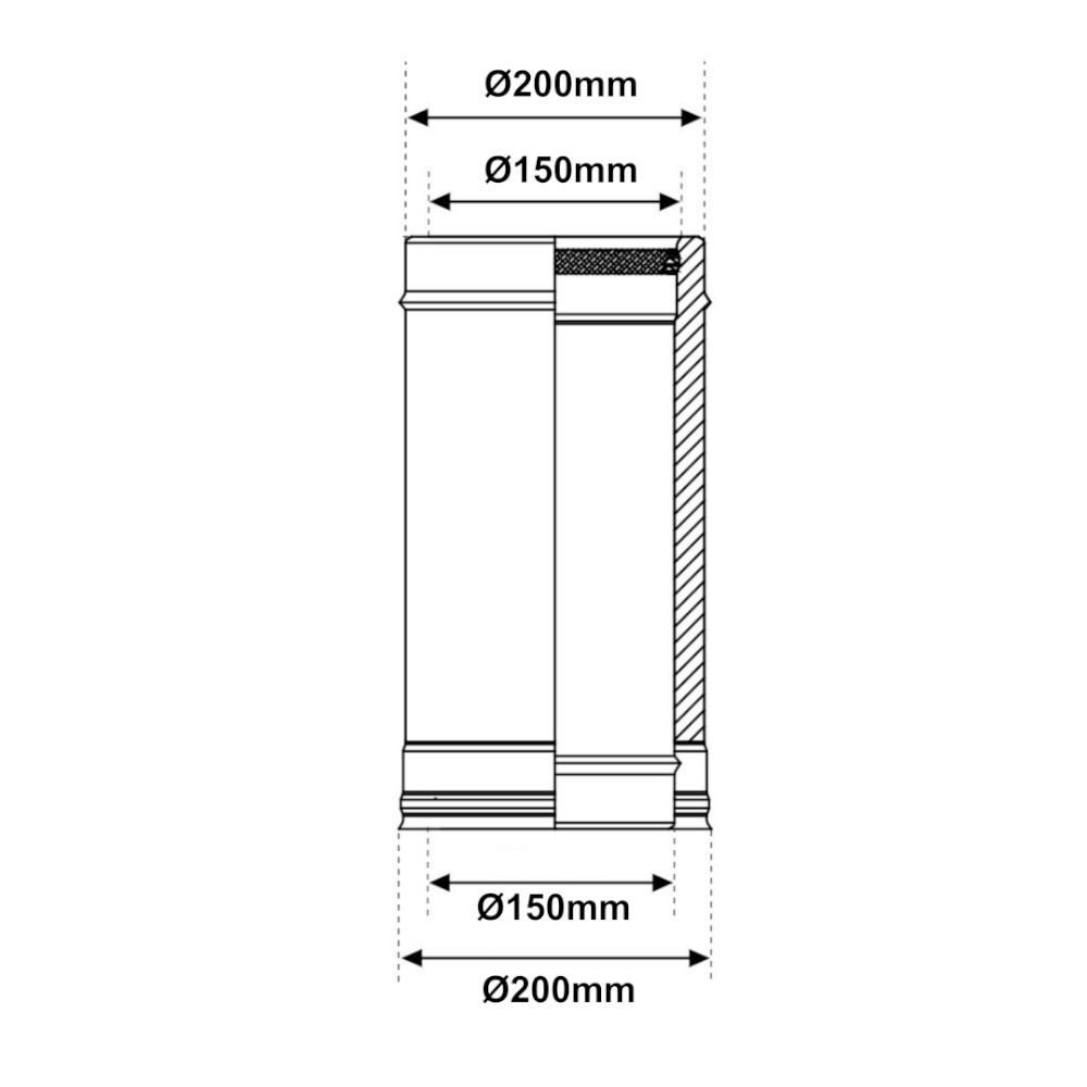 Tubo lineare doppia parete in acciaio inox, varie misure