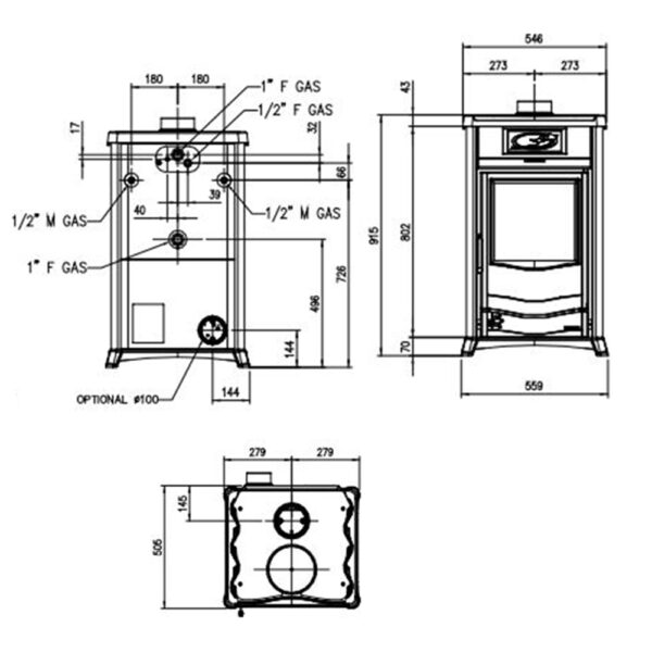 Termostufa a Legna TERMOROSSELLA 11,1 KW Nordica