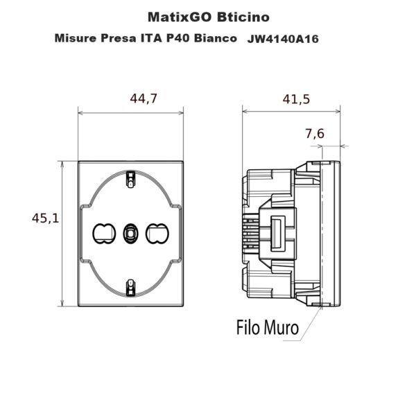 misure presa ita p40 bianco jw4140a16