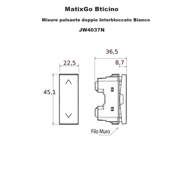 misure pulsante doppio interbloccato bianco jw4037n