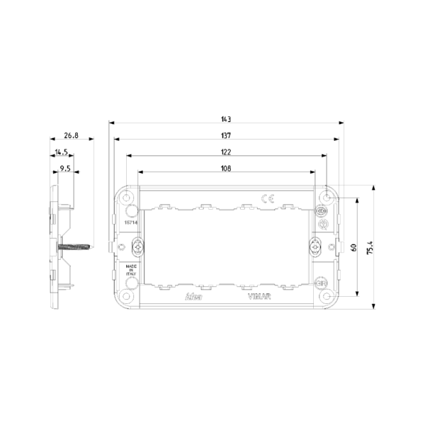 Telaio 4M c/viti Idea Vimar