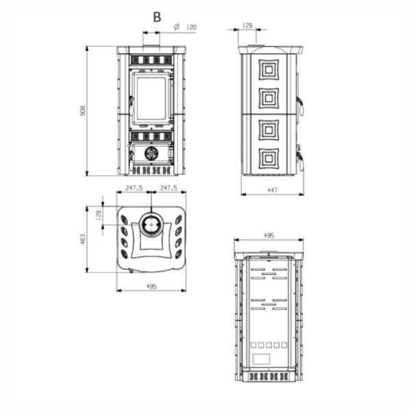 Stufa a legna Nordica Gaia pergamena 6,0kw