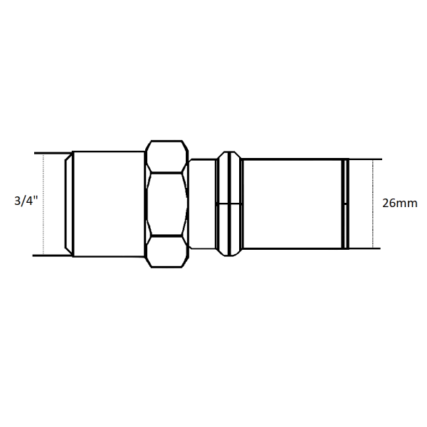 Raccordo Trident Filettato M 26mm-3/4″ per multistrato Acqua e Gas